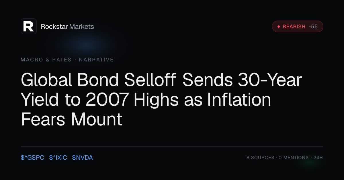 Global Bond Selloff Sends 30-Year Yield to 2007 Highs as Inflation Fears Mount